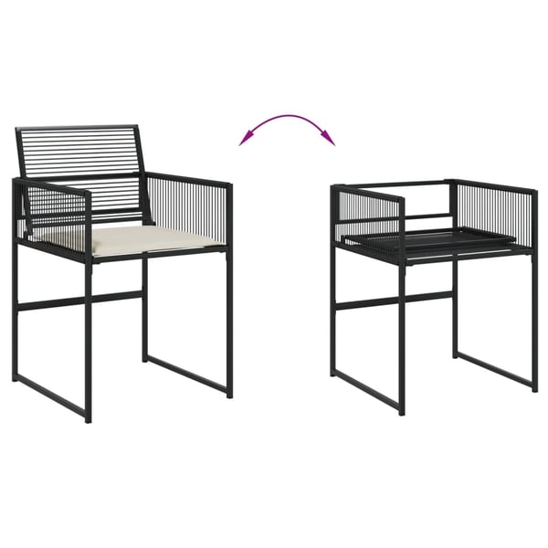 vidaXL spisebordssæt til haven 7 dele med hynder polyrattan sort