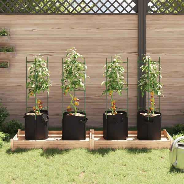 vidaXL Tomatbur med planteposer 4 stk 116 cm stål og PP