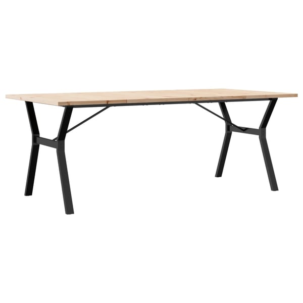 vidaXL Spisebord Y-ramme 200x100x75,5 cm heltre furu og stål