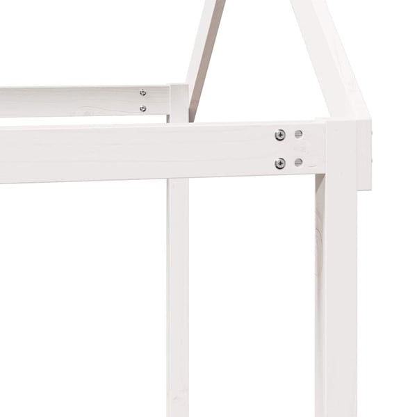 vidaXL Høyseng med tak hvit 90x200 cm heltre furu