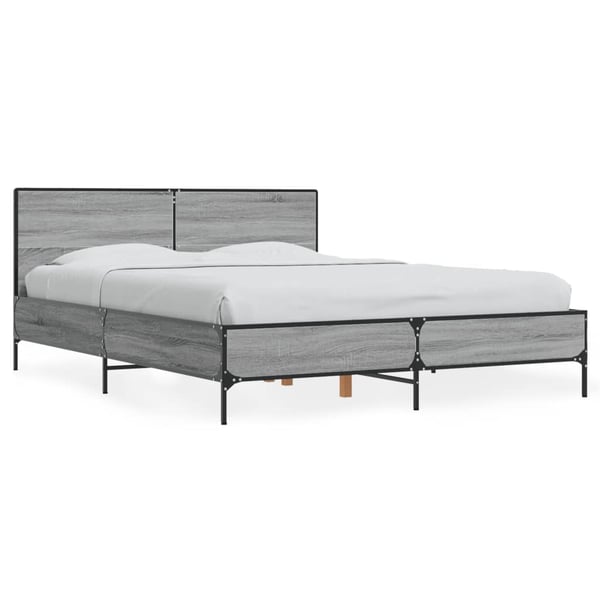 vidaXL Sengeramme grå sonoma 140x190 cm konstruert tre og metall