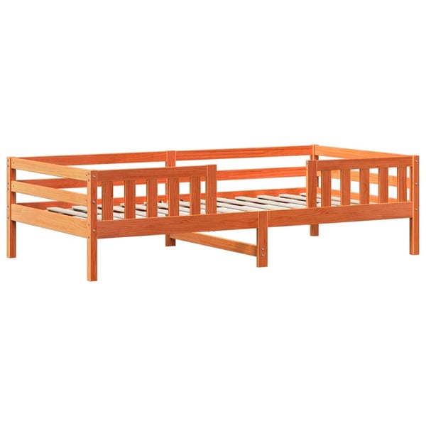 vidaXL Sett med seng og benk med tak voksbrun 75x190 cm heltre furu