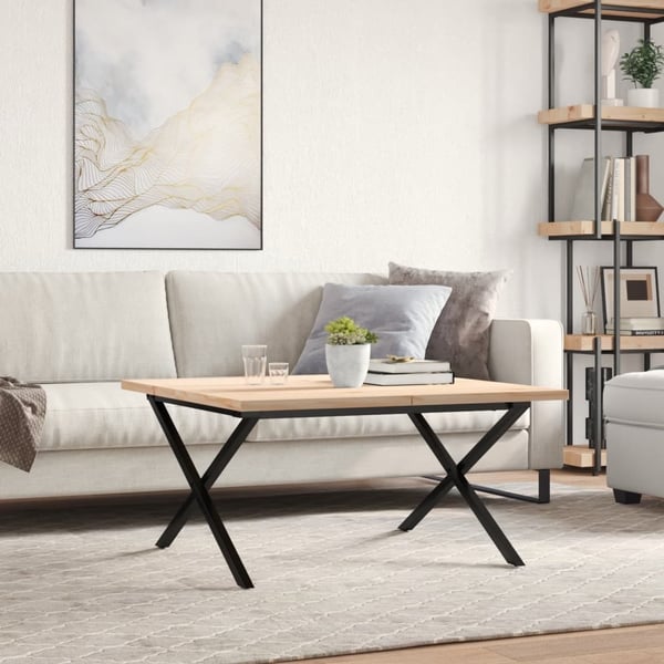 vidaXL Salongbord X-ramme 90x90x45,5 cm heltre furu og stål