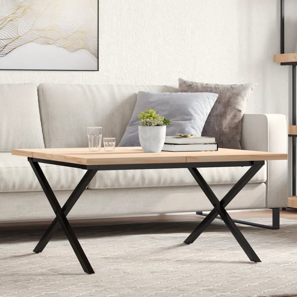 vidaXL Salongbord X-ramme 90x90x45,5 cm heltre furu og stål