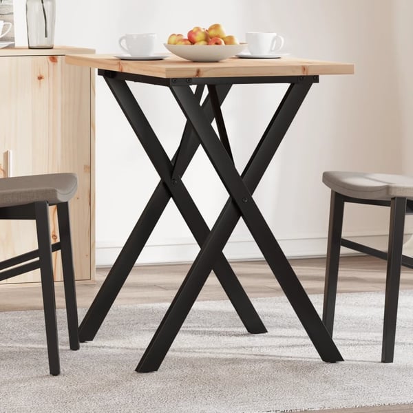 vidaXL spisebord 80x50x75,5 cm X-stel massivt fyrretræ og stål