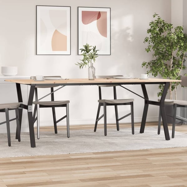 vidaXL Spisebord Y-ramme 200x100x75 cm heltre furu og stål