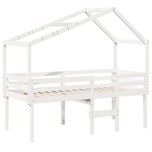 vidaXL Høyseng med tak hvit 90x190 cm heltre furu