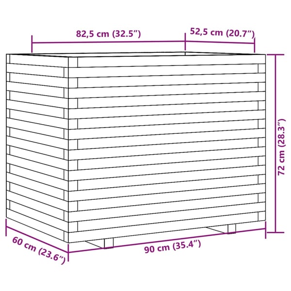 vidaXL Plantekasse 90x60x72 cm heltre furu