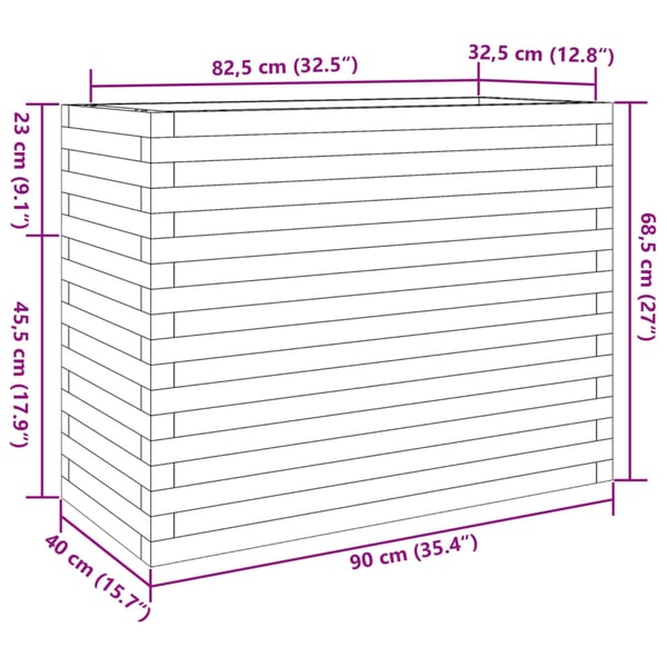 vidaXL plantekasse 90x40x68,5 cm massivt fyrretræ hvid