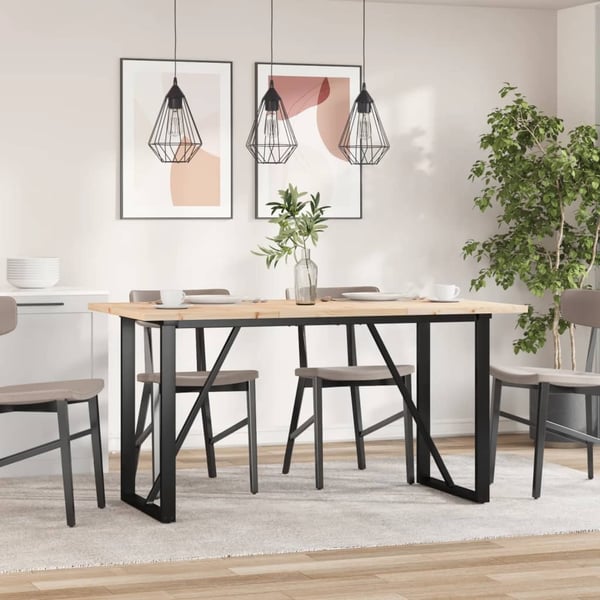 vidaXL Spisebord O-ramme 160x80x75,5 cm heltre furu og stål