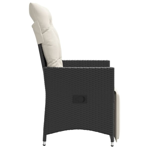 vidaXL havestol med hynder justerbart ryglæn polyrattan sort