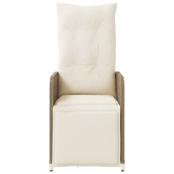 vidaXL havestol med lænefunktion og hynder polyrattan beige