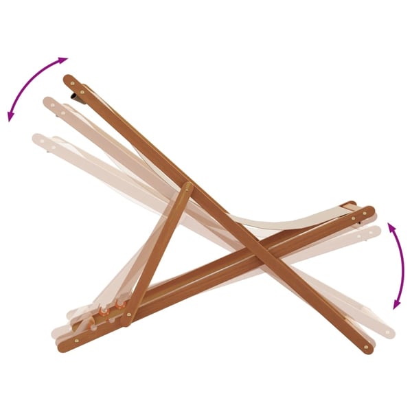 vidaXL Sammenleggbar strandstol beige heltre eukalyptus og stoff