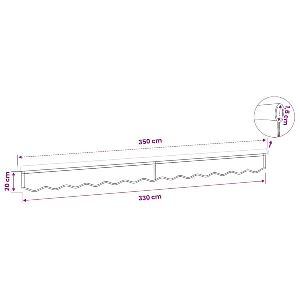 vidaXL Erstatningsstoff for markisekappe brun stripe 350 cm