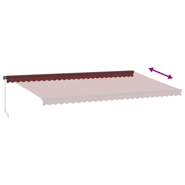 vidaXL Manuell uttrekkbar markise med LED burgunder 600x300 cm
