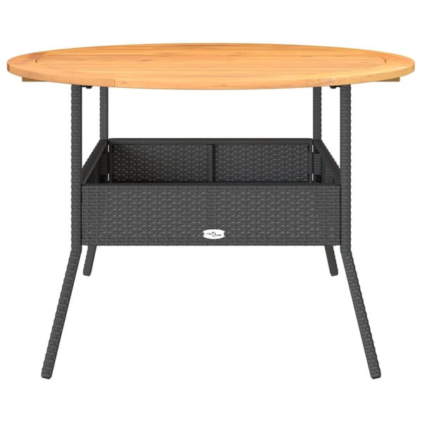vidaXL havebord med akacietop Ø110x71 cm polyrattan sort