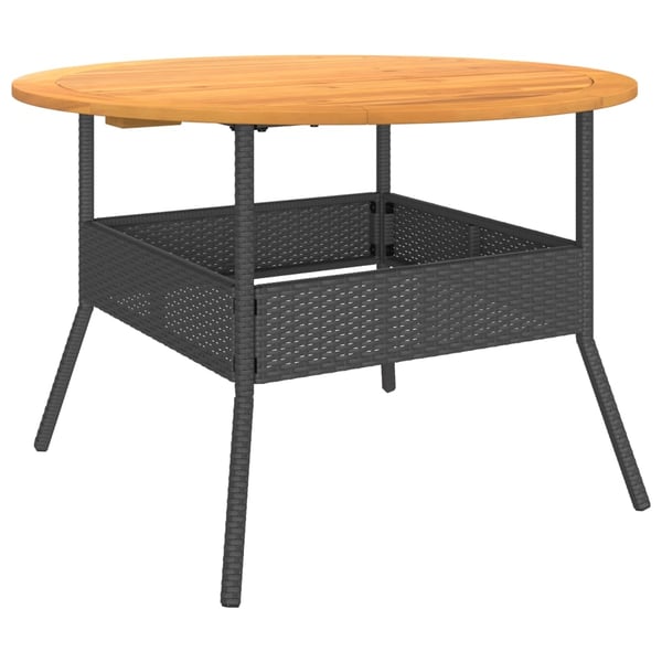 vidaXL havebord med akacietop Ø110x71 cm polyrattan sort