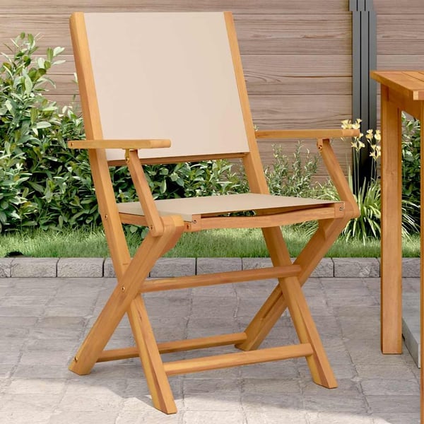 vidaXL havestole 2 stk. massivt akacietræ og stof beige