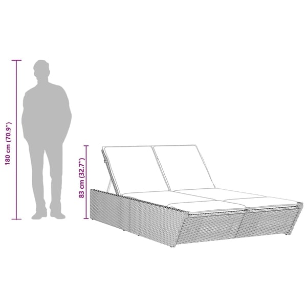 vidaXL solseng med hynder polyrattan lysegrå