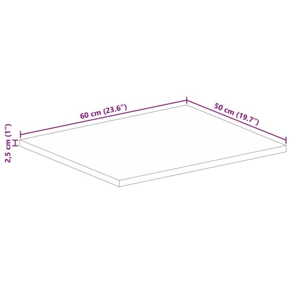 vidaXL bordplade 60x50x2,5 cm rektangulær massivt akacietræ