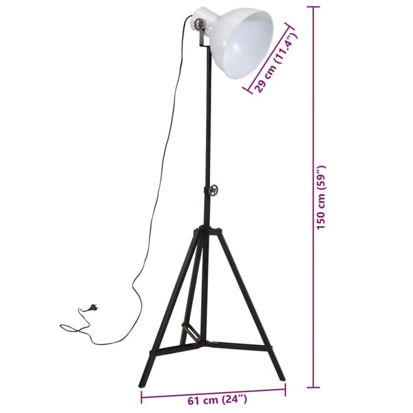 vidaXL Gulvlampe 25 W hvit 61x61x90/150 cm E27