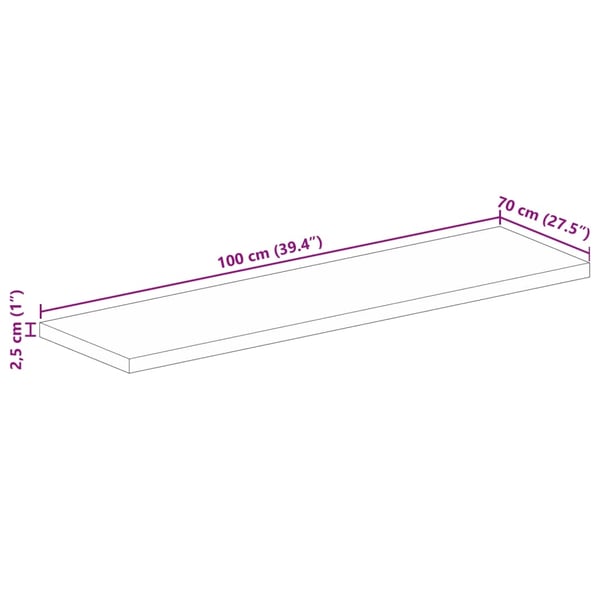 vidaXL Bordsskiva 100x70x2,5 cm rektangulär massiv akacia