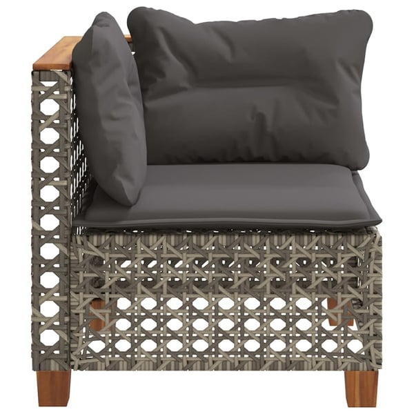 vidaXL hjørnemodul til havesofa med hynder polyrattan grå