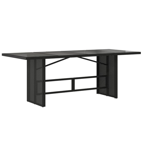 vidaXL Puutarhapöytä lasipöytälevy 190x80x75 cm musta polyrottinki
