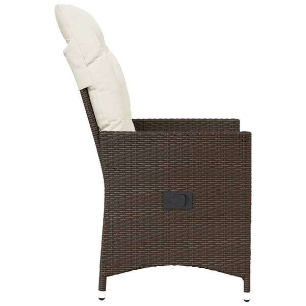 vidaXL havestol med lænefunktion og hynder polyrattan brun