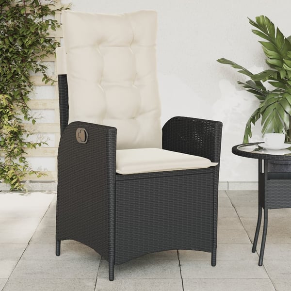 vidaXL havestole med hynder 2 stk. justerbart ryglæn polyrattan sort