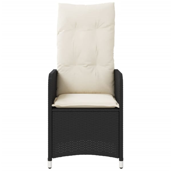 vidaXL havestole 2 stk. med lænefunktion og bord polyrattan sort