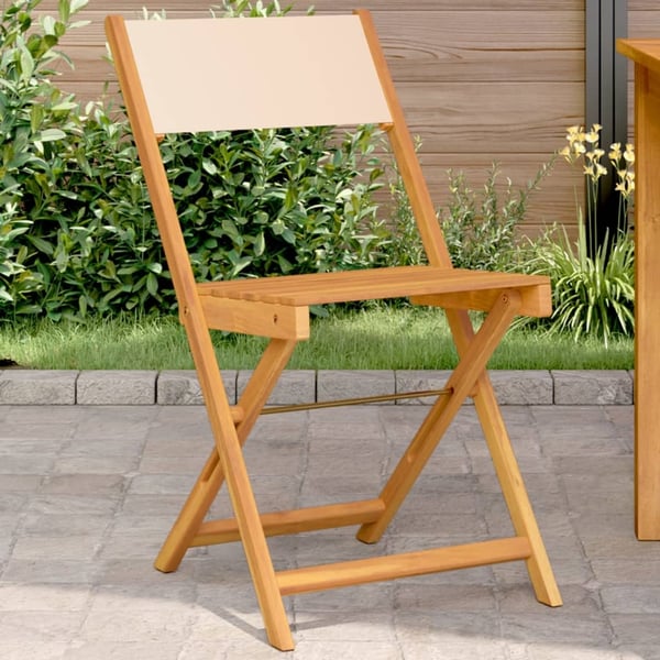 vidaXL bistrostole 2 stk. massivt akacietræ og stof beige