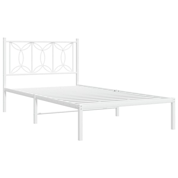 vidaXL Sengeramme i metall med hodegavl hvit 107x203 cm