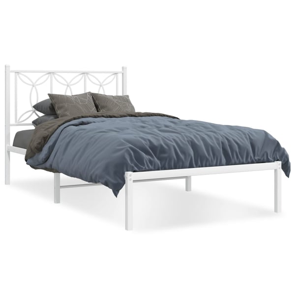 vidaXL sengeramme med sengegavl 107x203 cm metal hvid