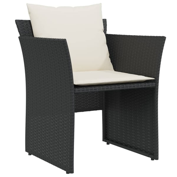 vidaXL havestol med fodskammel polyrattan sort
