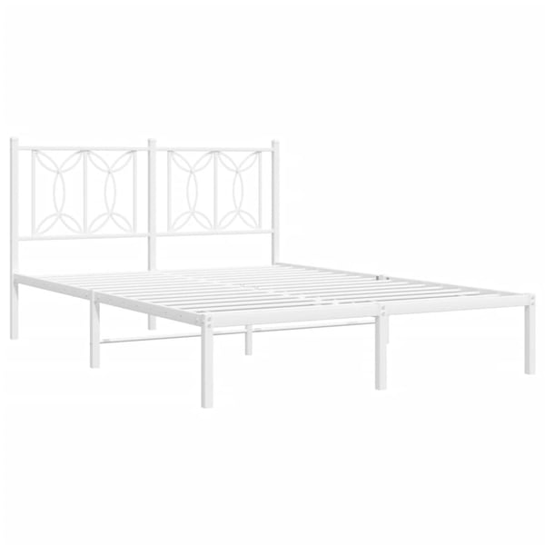 vidaXL Sengeramme i metall med hodegavl hvit 140x190 cm