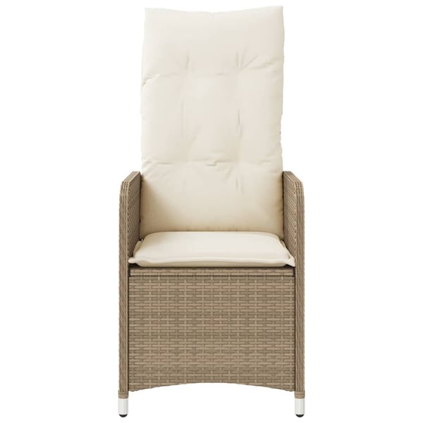 vidaXL havestol med lænefunktion og hynder polyrattan beige