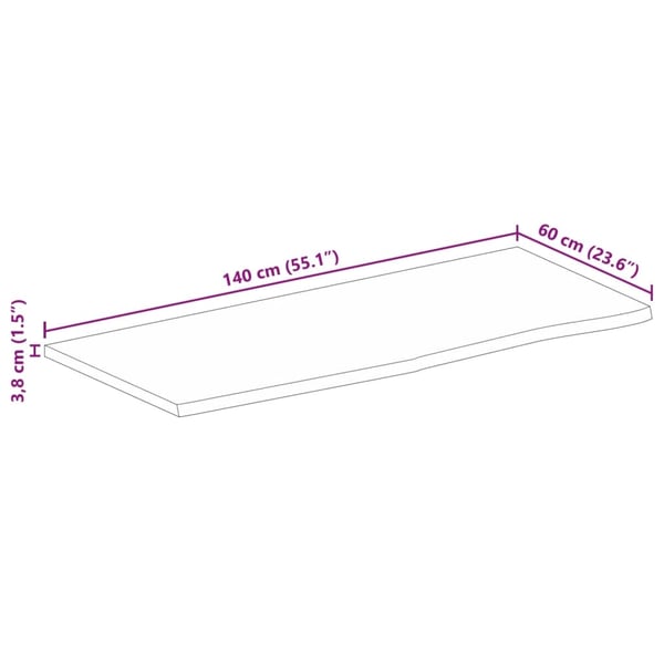 vidaXL Bordplate 140x60x3,8 cm naturlig kant heltre mango