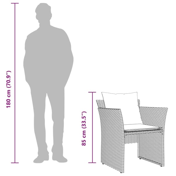vidaXL havestol med fodskammel polyrattan grå