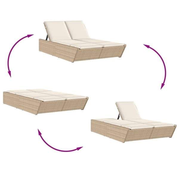 vidaXL solseng med hynder polyrattan beige