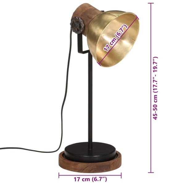 vidaXL Skrivebordslampe 25 W antikk messing 17x17x50 cm E27