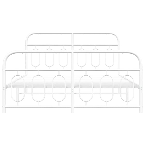 vidaXL Sengeramme i metall med hode- og fotgavl hvit 150x200 cm