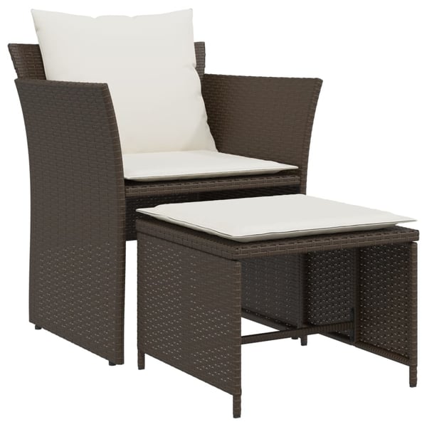 vidaXL havestol med fodskammel polyrattan brun