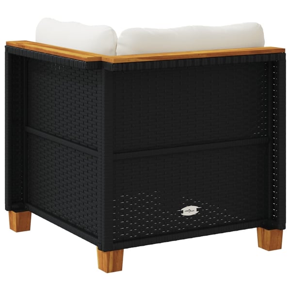 vidaXL hjørnemodul til havesofa med hynder polyrattan sort