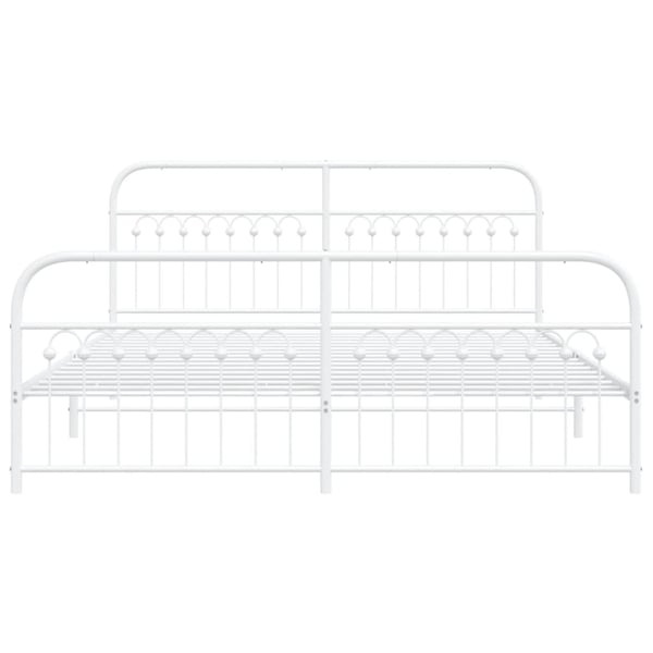 vidaXL Sengeramme i metall med hode- og fotgavl hvit 183x213 cm