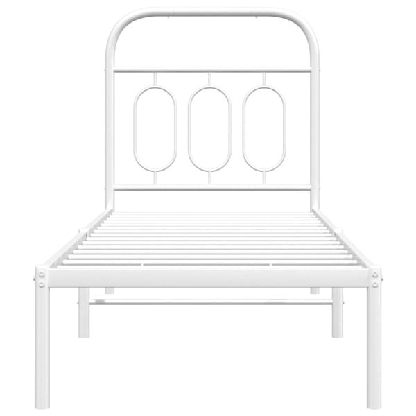 vidaXL Sengeramme i metall uten madrass med hodegavl hvit 75x190 cm