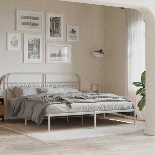 vidaXL Utskiftbar sengegavl i metall hvit 180 cm