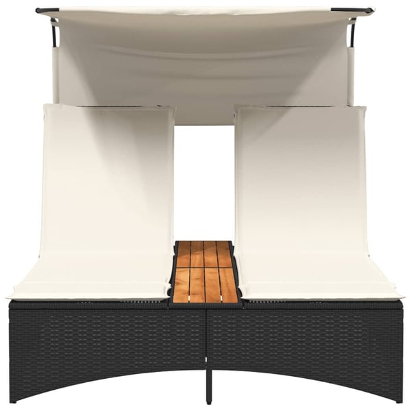 vidaXL solseng med baldakin og hynder polyrattan sort