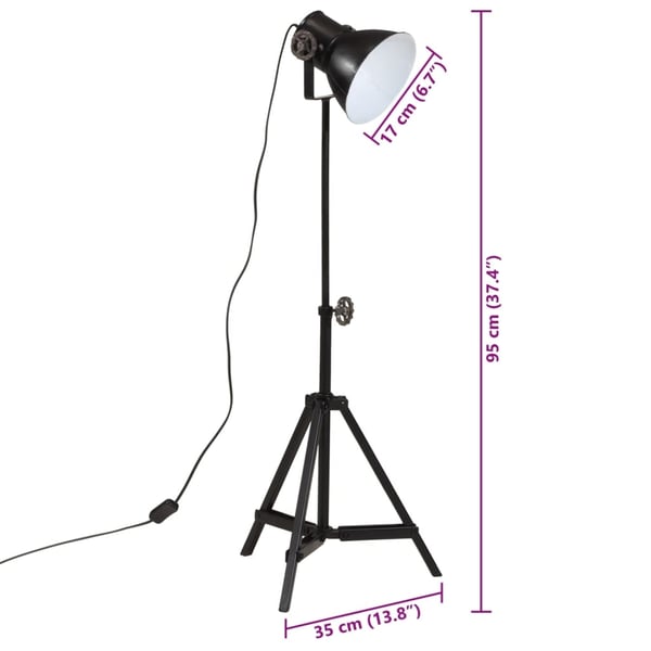 vidaXL gulvlampe 35x35x65/95 cm 25 W E27 sort