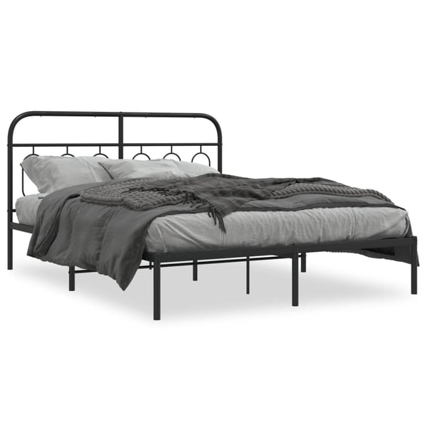 vidaXL Sengeramme i metall med hodegavl svart 135x190 cm
